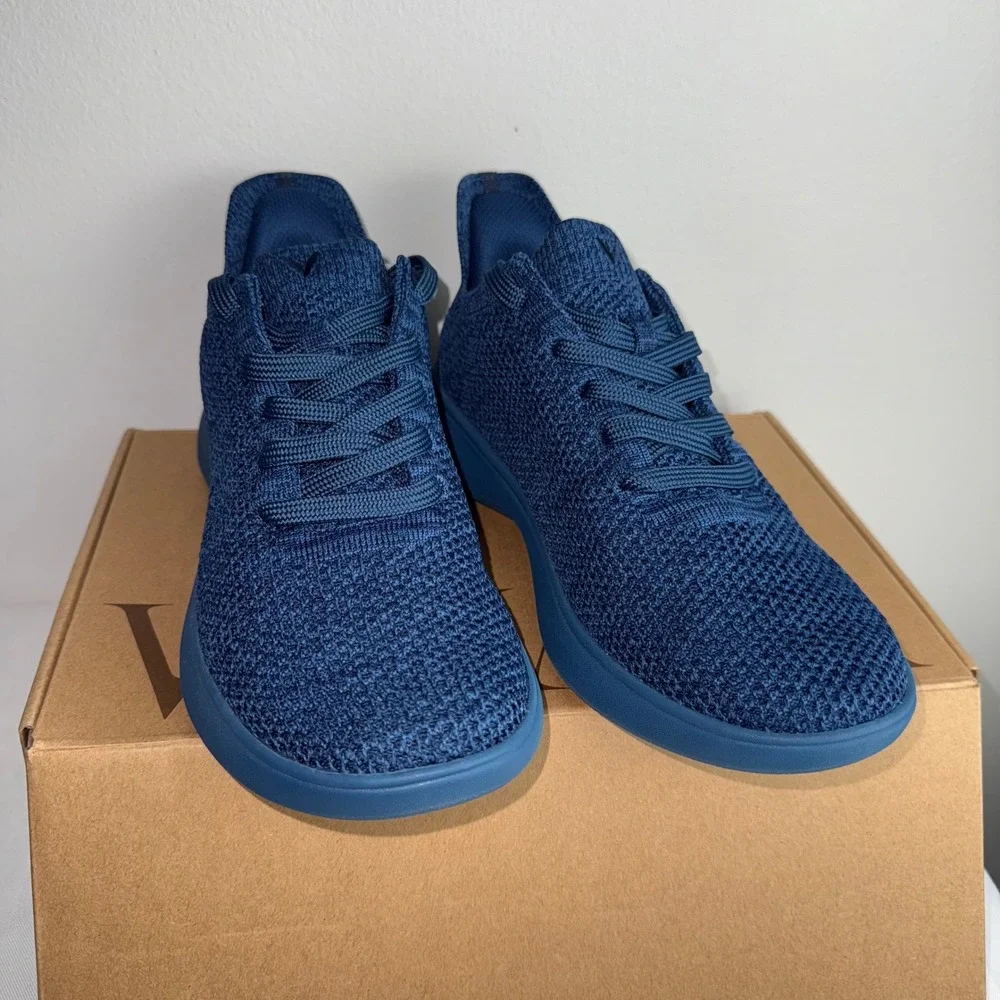 Vivaia Unisex Knit‎ Round Toe Slip On Sneakers Navy Blue Walking Shoes Men 6.5